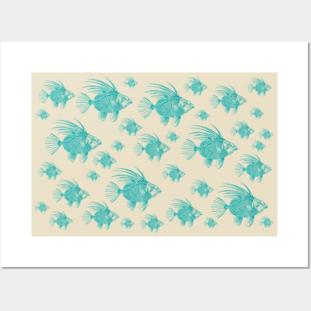 School of Linocut Fish Wall Art by ElenaCasiglio